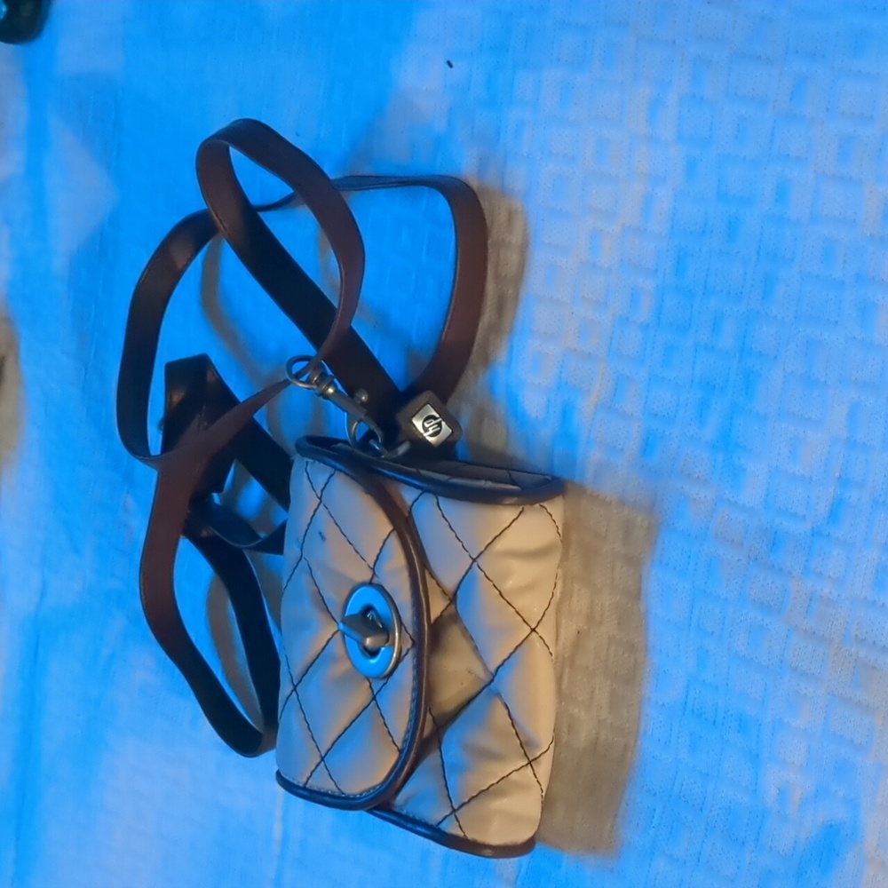 Quilted Cream and Brown Crossbody Bag